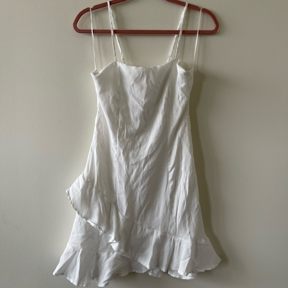 Blue Rain White Sleeveless Ruffled Dress Size XL